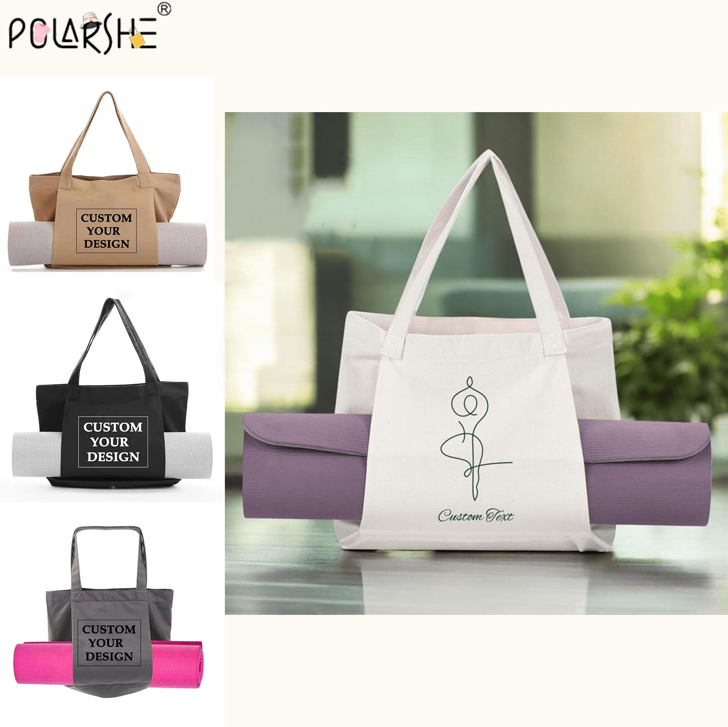 Yoga Mat Bag Carrier - Custom Yoga Mat Tote Bag Personalized
