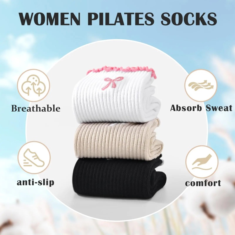 Pilates & Yoga Training Center - Professional Yoga Socks, Cotton Strap Silicone