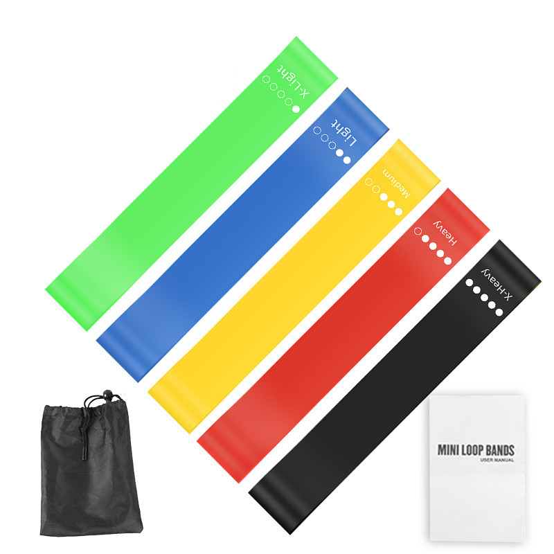 Pilates Yoga Bag - 5Pcs TPE Resistance Bands Set with