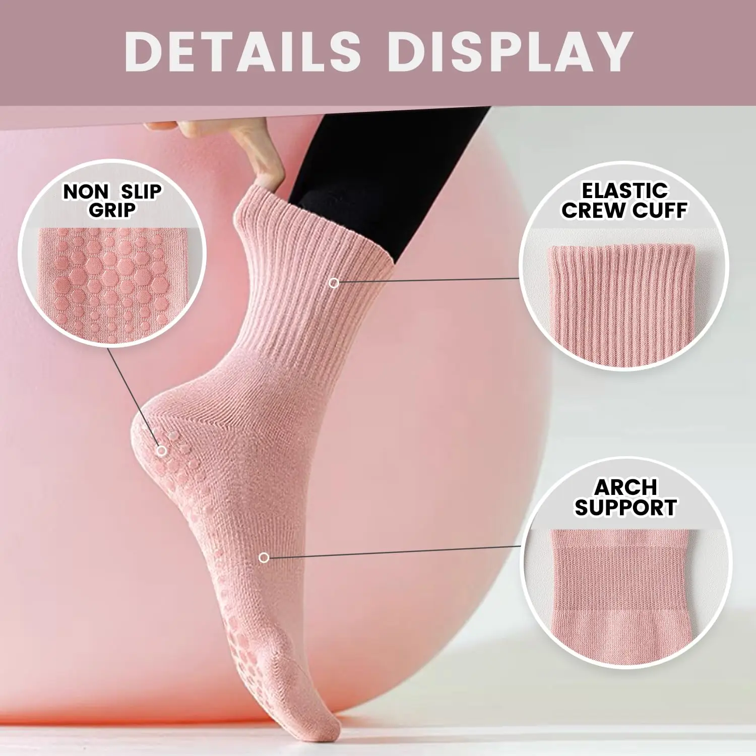4 pairs of women's yoga socks, - огляд і ціна Pilates & Yoga Training Center